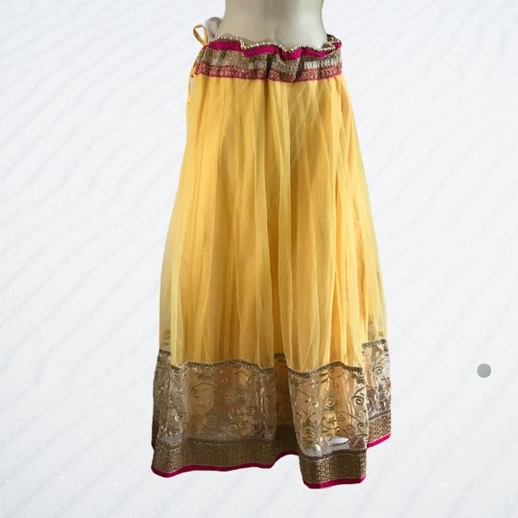 Dresses & Skirts - Gorgeous Lehenga Yellow, Pink, Gold and Silver. Size M/L